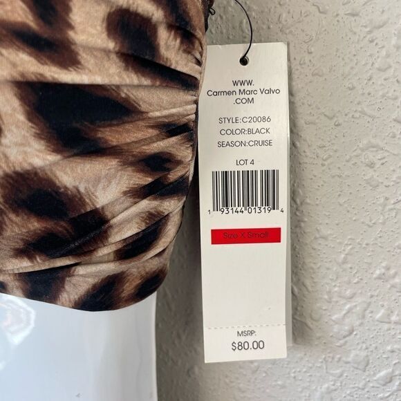 NWT Carmen Marc Valvo Two Piece Leopard Print Swim Suit Size XS - Picture 3 of 6
